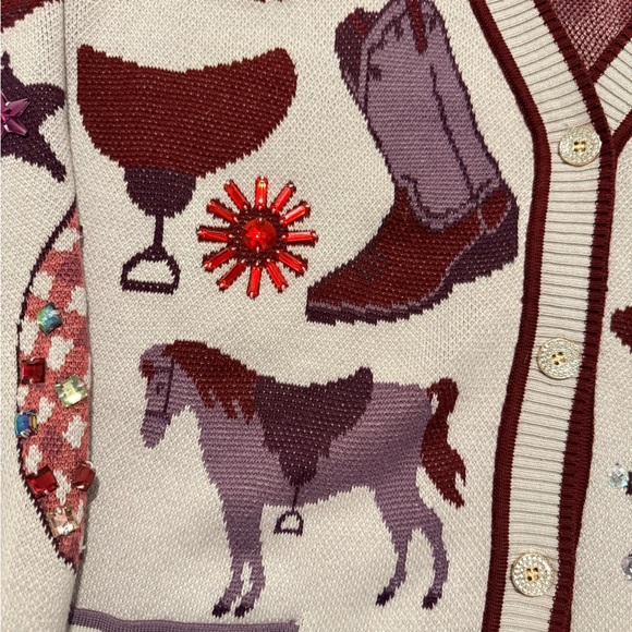Queen of sparkles NWOT Western icon Cardigan small - Picture 3 of 11